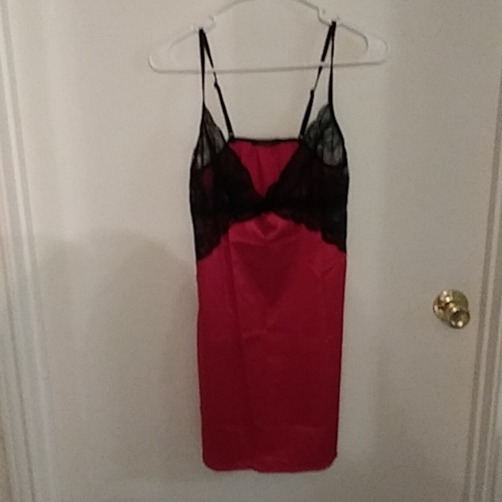 Red Satin Nightgown/ Lingerie/ Chemise/ Slip